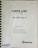 Amada-English & Japanese- Amada’s HA-400 Type 3, Manual Type: Parts List-HA-400 Type 3-01